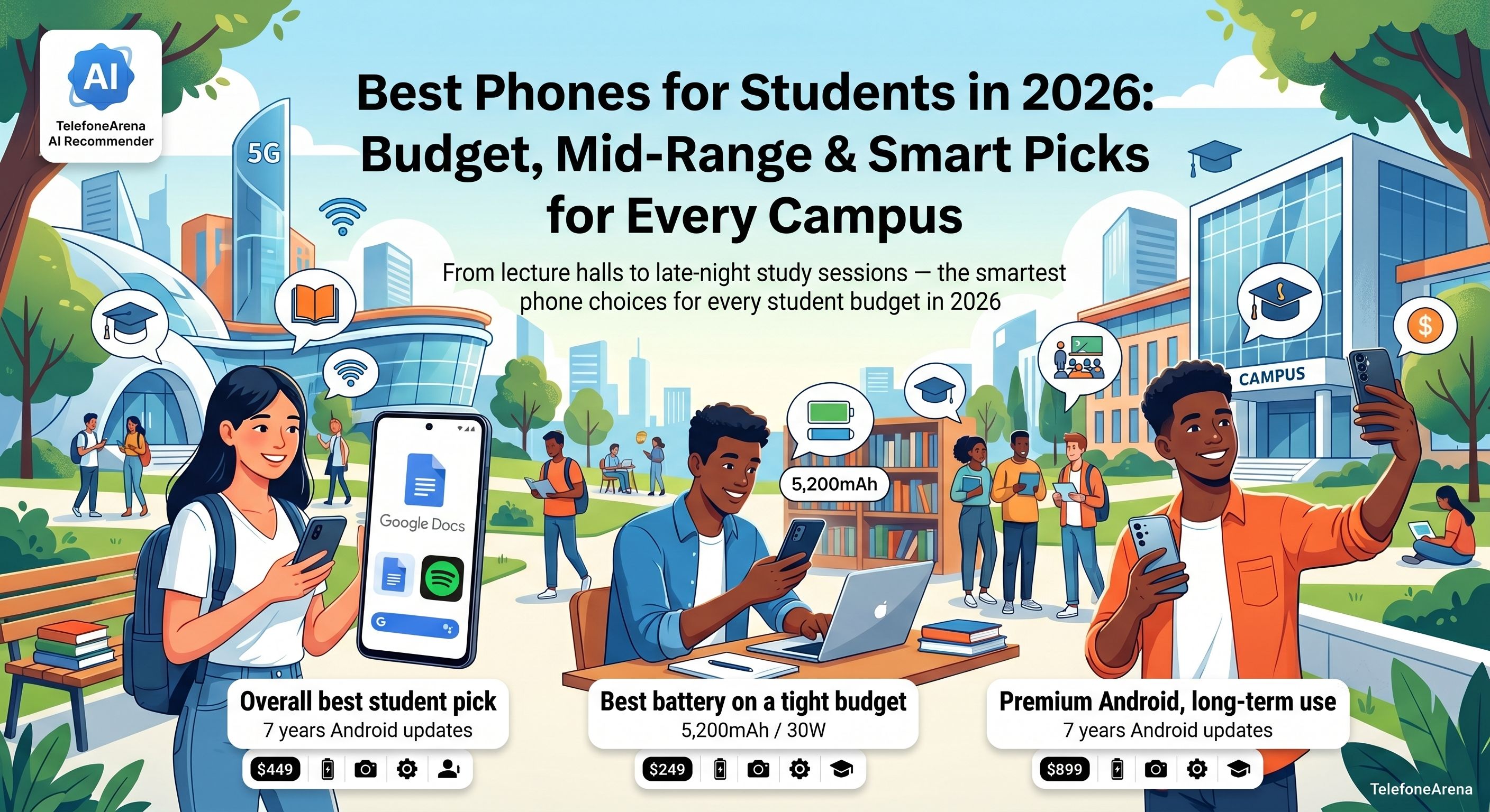 Best Phones for Students in 2026: Budget, Mid-Range & Smart Picks | TelefoneArena